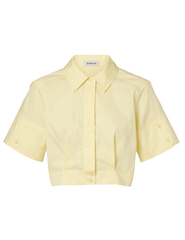 Simkhai buttercream short sleeve crop top with structured fit