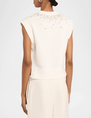 Back view of SIMKHAI Candra Ivory Knit Sweater Vest
