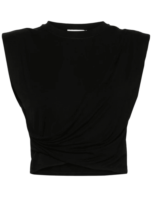 Front view of Simkhai Estelle Stretch Jersey Crop Top in Black