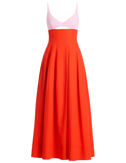 Simkhai Maddy Cotton Midi Dress in Lobster Multi