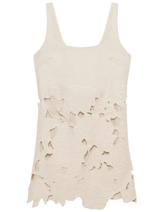 Simkhai - Simkhai Ziva Embroidered Mini Dress in Marshmallow - Buy Online