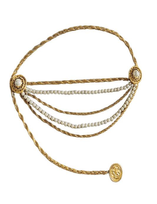 Fleur de Camélia - Fleur de Camélia Baroque Chain Pearl Belt - Buy Online