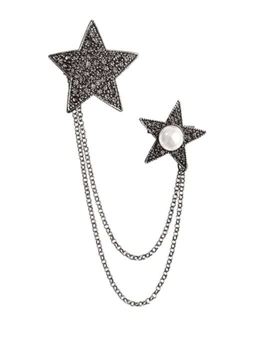 Fleur de Camélia - Fleur de Camélia Embellished Double Star Chain Brooch - Buy Online