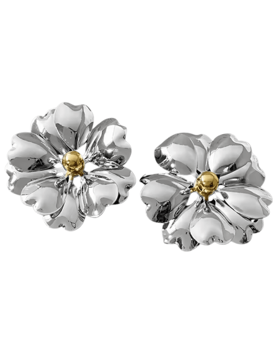 Fleur de Camélia - Fleur de Camélia Two Tone Flower Statement Earring - Buy Online