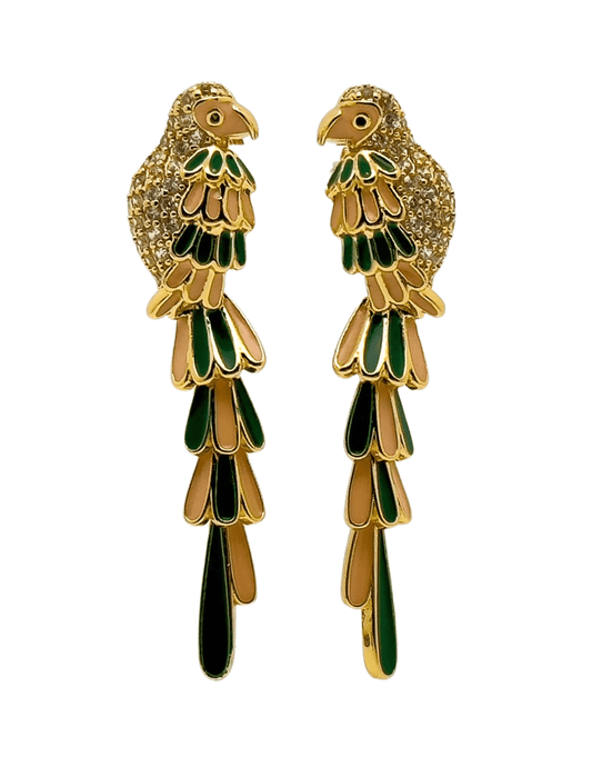 St. Barths La Robe - St. Barths La Robe Embellished Parrot Earring - Buy Online