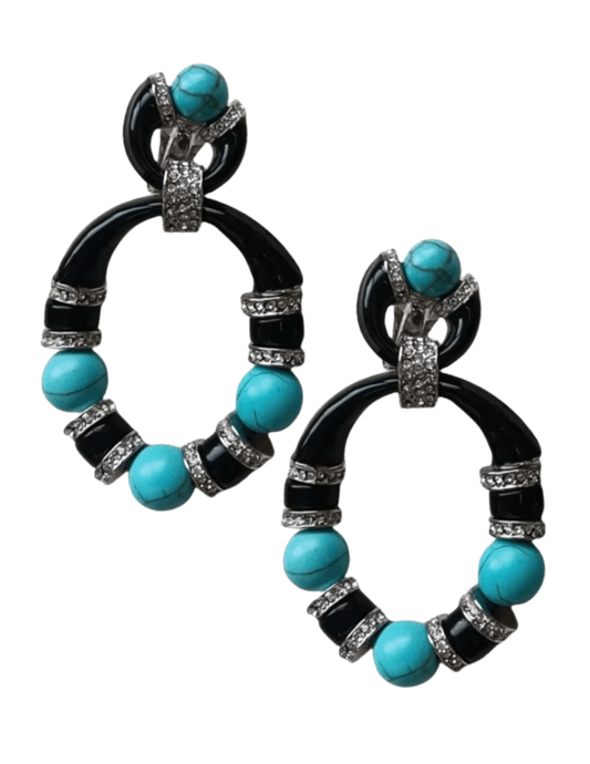 Austin Blaze - Austin Blaze Enamel Turquoise Double Hoop Earring - Buy Online