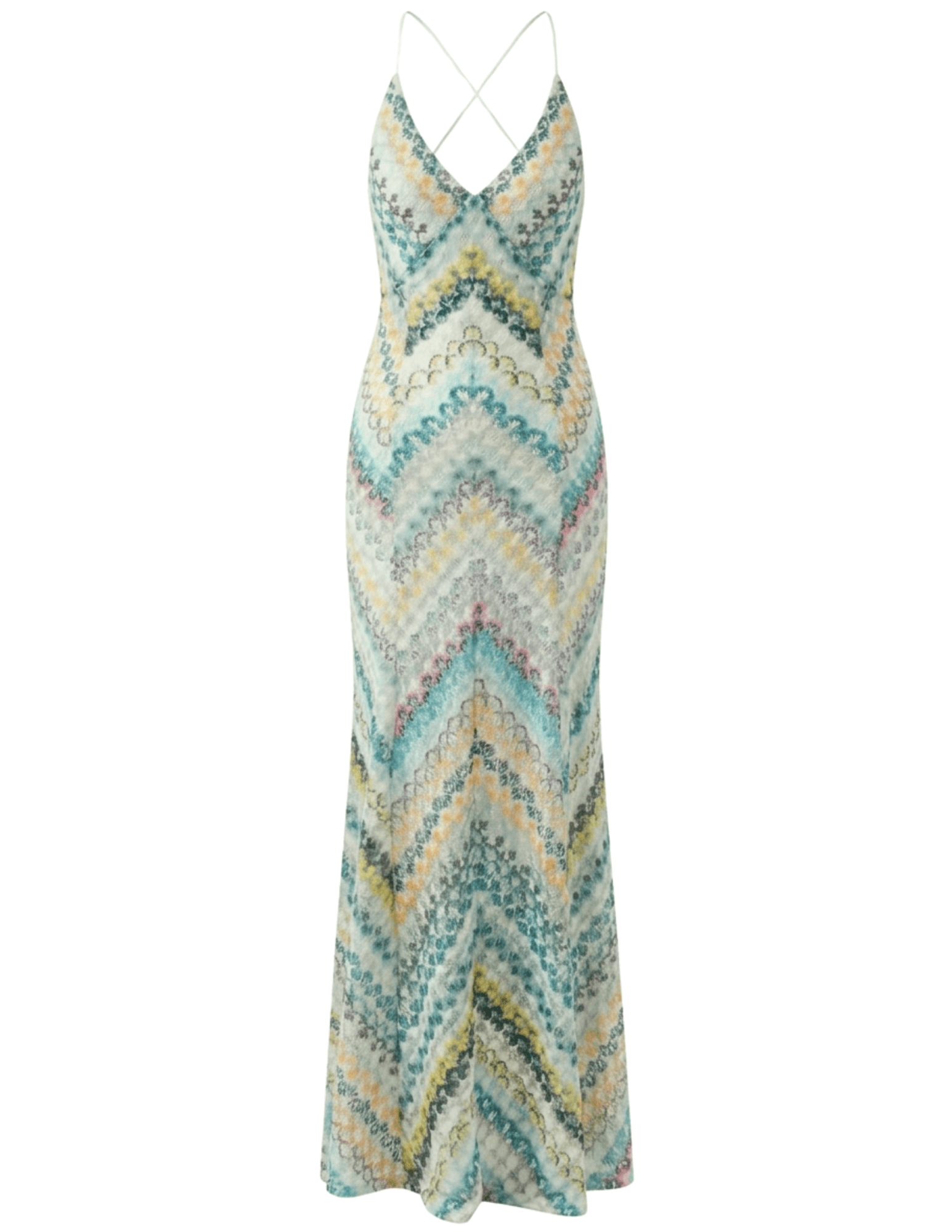 St. Barths La Robe Juniper V-Neck Maxi Dress | Green Multi Chevron St. Barths La Robe Juniper V-Neck Maxi Dress | Green Multi Chevron