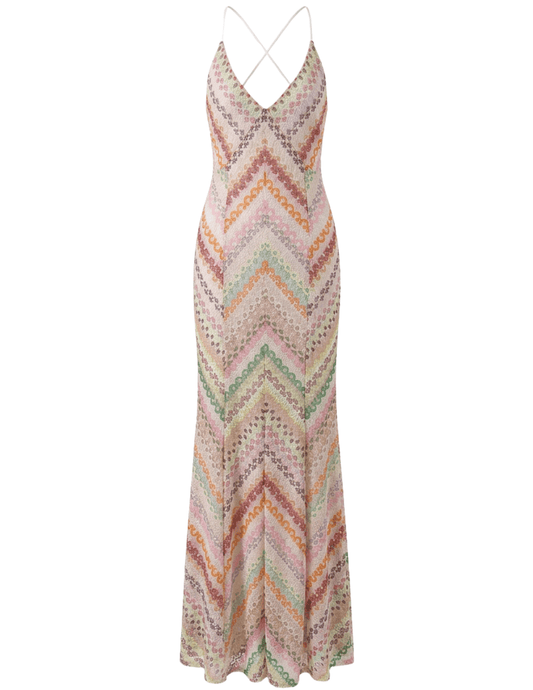 St. Barths Juniper V-neck maxi dress in pink multi