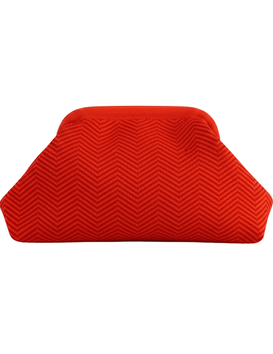Front View of St. Barths Cabana Clutch with Red Zig Zag Texture”