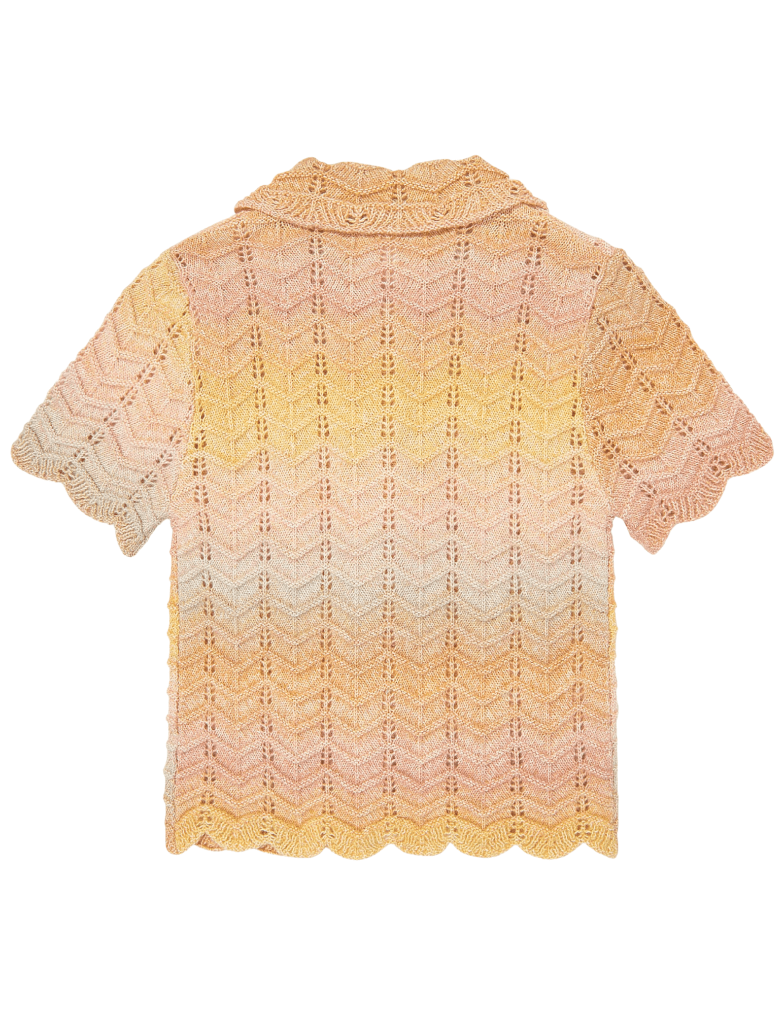Back view of Zimmermann Tallow Kid's Chevron Knit Top in Multi Ombre chevron knit