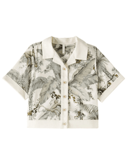 Zimmermann Wylie Kid's Relaxed Shirt in Sage Palm – short sleeve cotton shirt