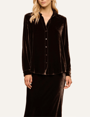 L'AGENCE Argo Velvet Blouse in Dark Java
