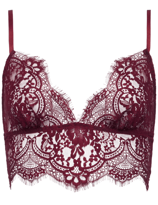 L'Agence - PRE-ORDER-L'AGENCE Aislin Lace Bralette Top in Dark Port - Buy Online