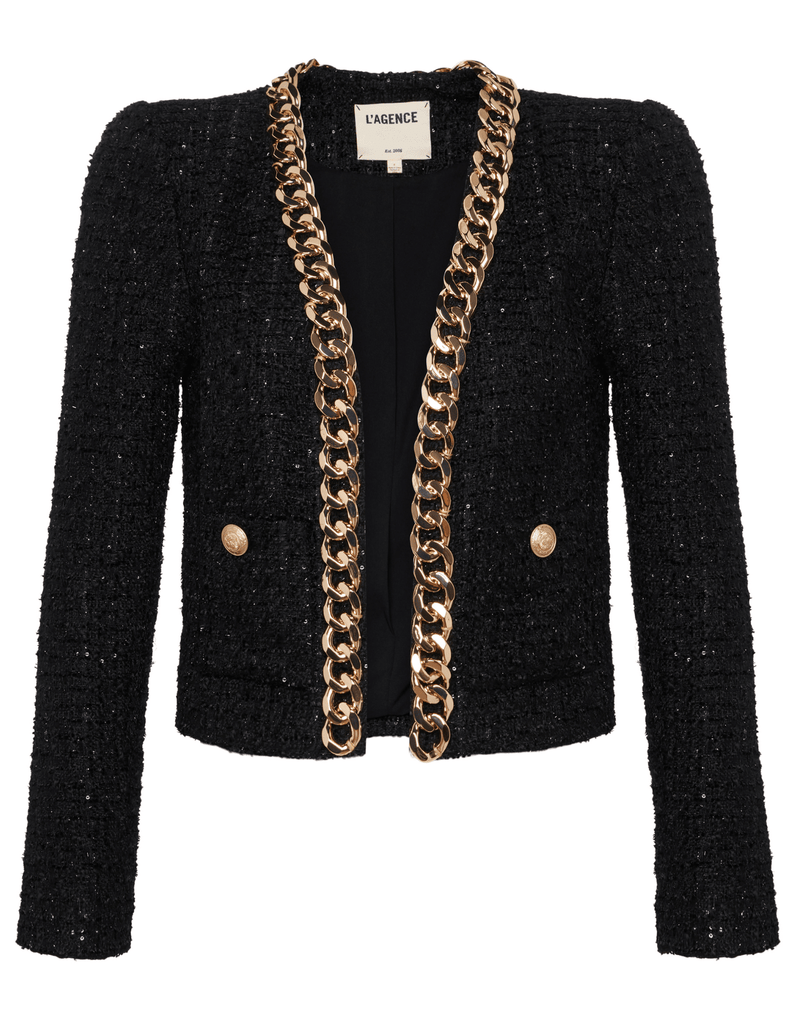 L'Agence Greta Chain Tweed Jacket