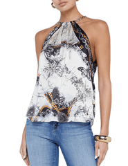 L'Agence Tillie Chain Neck Scarf Top