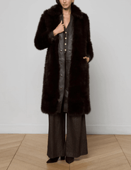 PRE-ORDER-L'AGENCE Irisa Faux Fur Coat In Coffee Bean