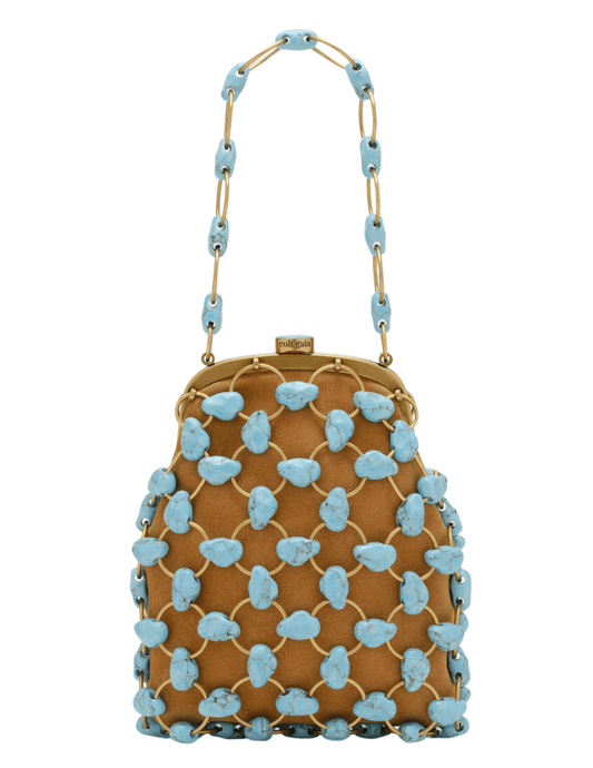 Cult Gaia - PRE-ORDER-Cult Gaia Brielle Suede Wristlet in Ibiza Turquoise Multi - Buy Online