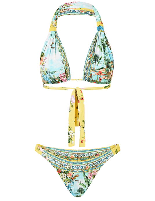 PRE-ORDER-Camilla Reversible Gathered Tab Halter Bikini Set