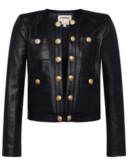 CORE-L'Agence Jayde Collarless Leather Jacket