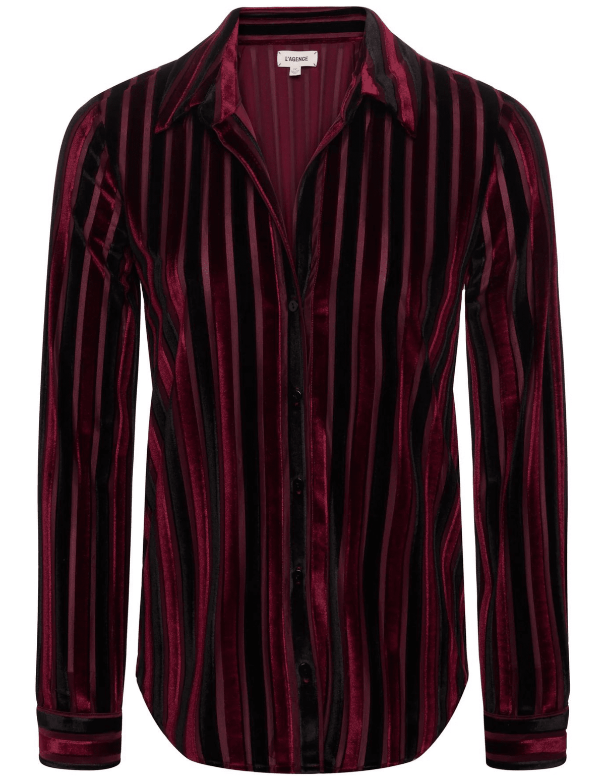 L'Agence Laurent Velvet Stripe Long Sleeve Blouse