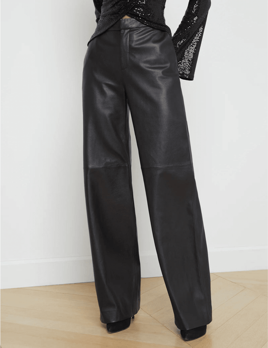 L'Agence Livvy Straight Leg Leather Trouser