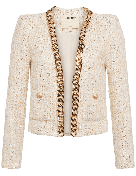 L'Agence Greta Chain Tweed Jacket