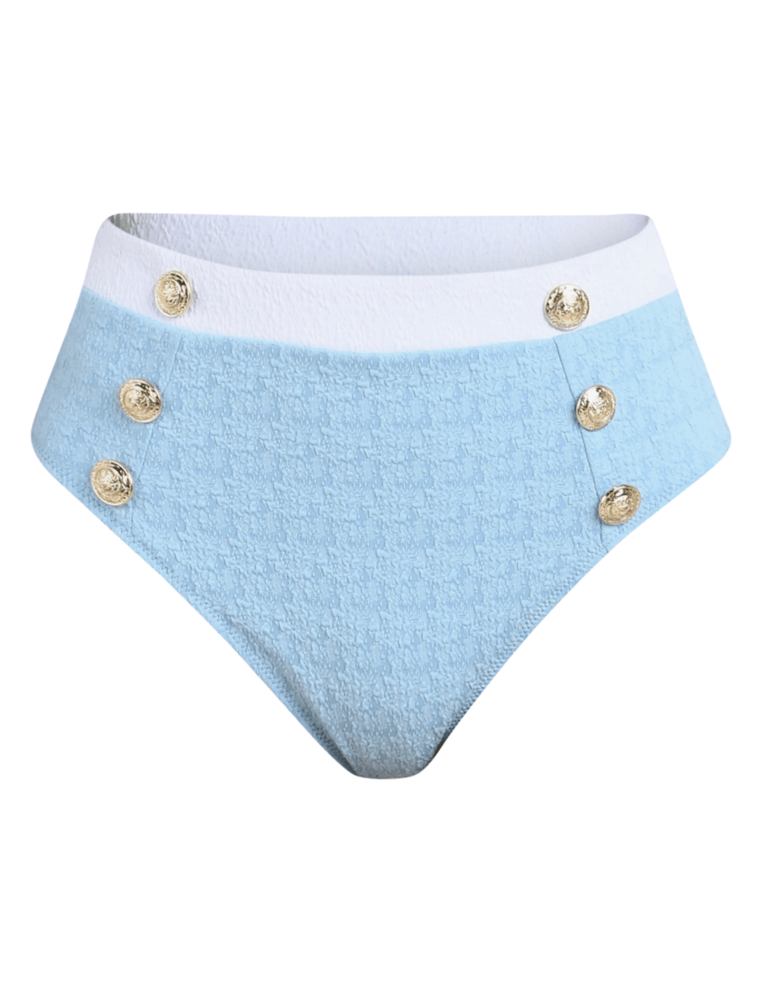 L'Agence - L'AGENCE Jean Color-Block Jean Bikini Bottom in Powder Blue - Buy Online
