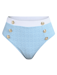 L'Agence - L'AGENCE Jean Color-Block Jean Bikini Bottom in Powder Blue - Buy Online
