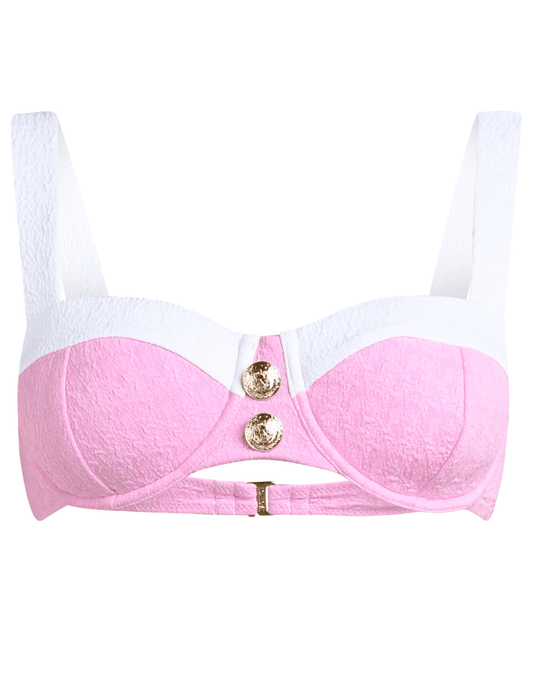 PRE-ORDER-L'AGENCE Alexandria Color-Block Balconette Bikini Top in Blush