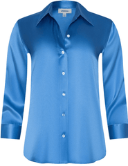 L'AGENCE Dani Three Quarter Sleeve Blouse in Regatta Blue