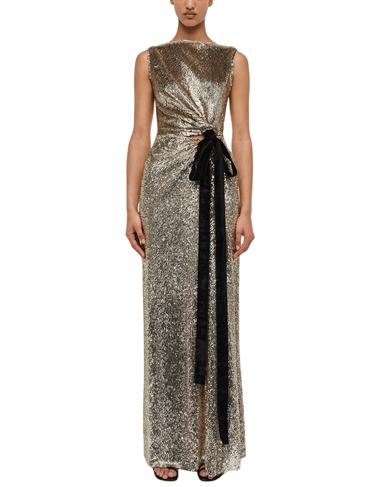 Simkhai Felicity Draped Sequined Gown