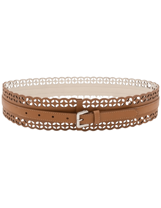 St. Barths La Robe Leather Laser-cut Waist Belt