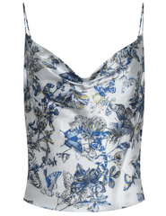 L'Agence - PRE-ORDER-L'AGENCE Calista Cowl Neck Cami in Grey Multi Watercolor Butterfly - Buy Online
