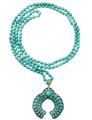 Austin Blaze Long Turquoise Bead Squash Blossom Necklace