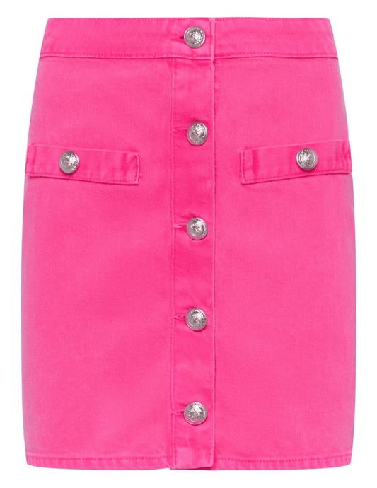 PRE-ORDER-L'Agence Kris Button Front Denim Mini Skirt