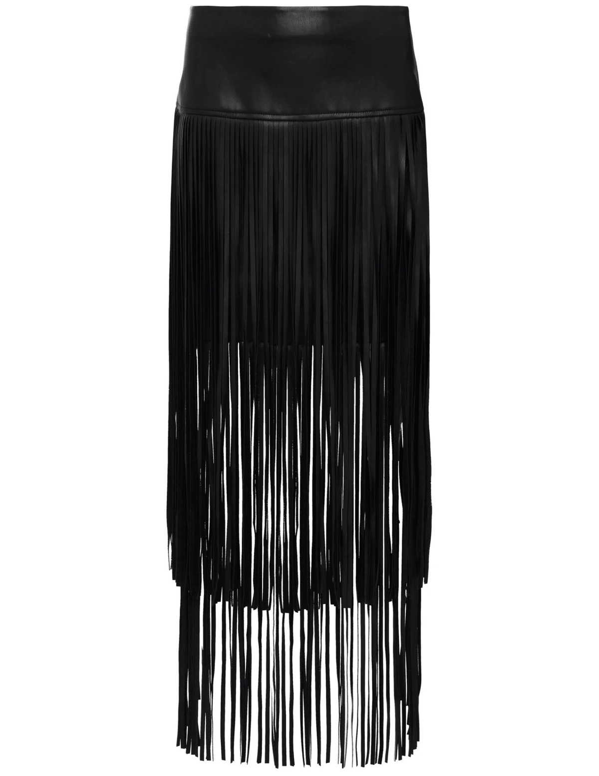 L'Agence Karolina Vegan Leather Fringe Midi Skirt