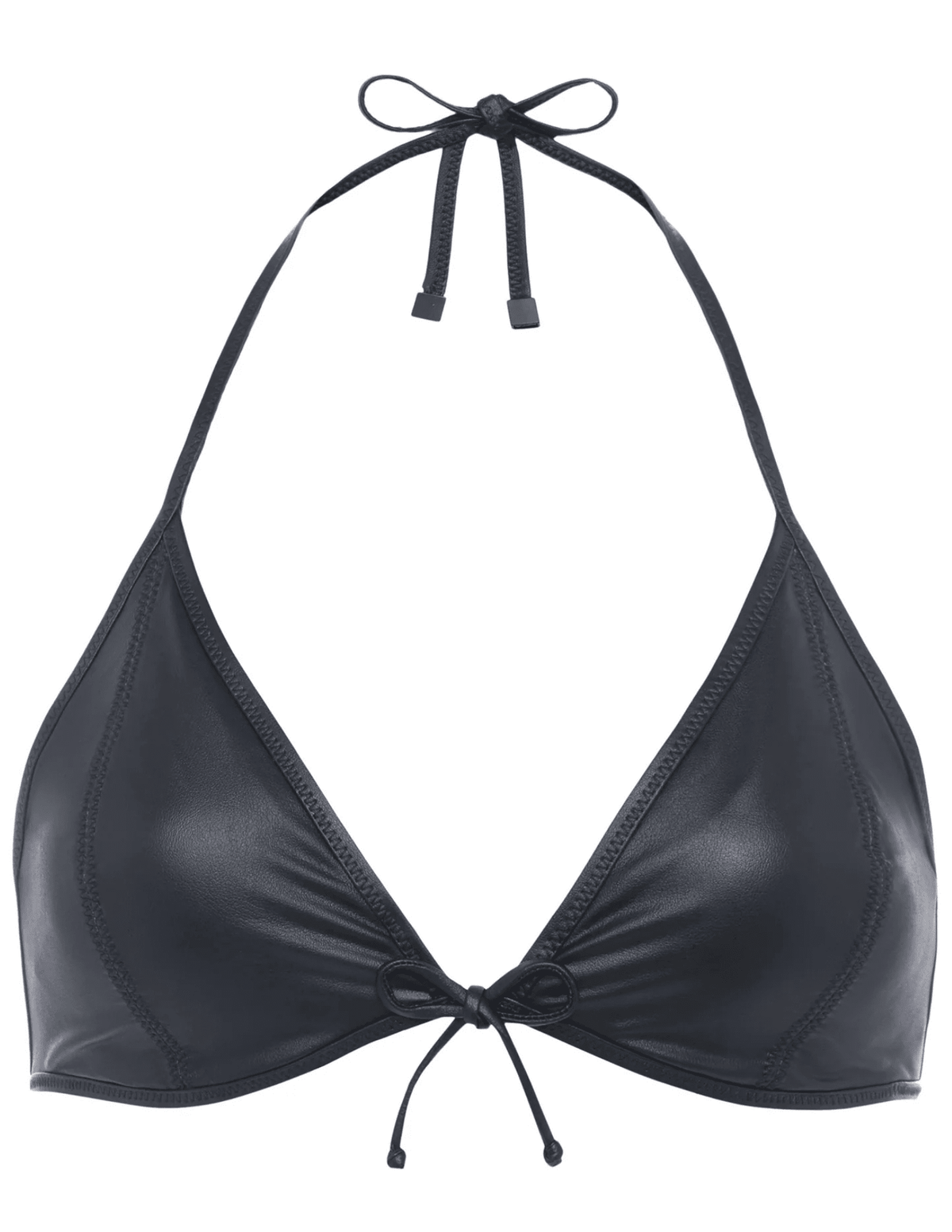 L'Agence Annabelle Faux Leather Triangle Bikini Top