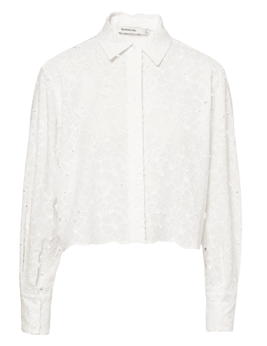 Simkhai Penelope Eyelet Long Sleeve Blouse