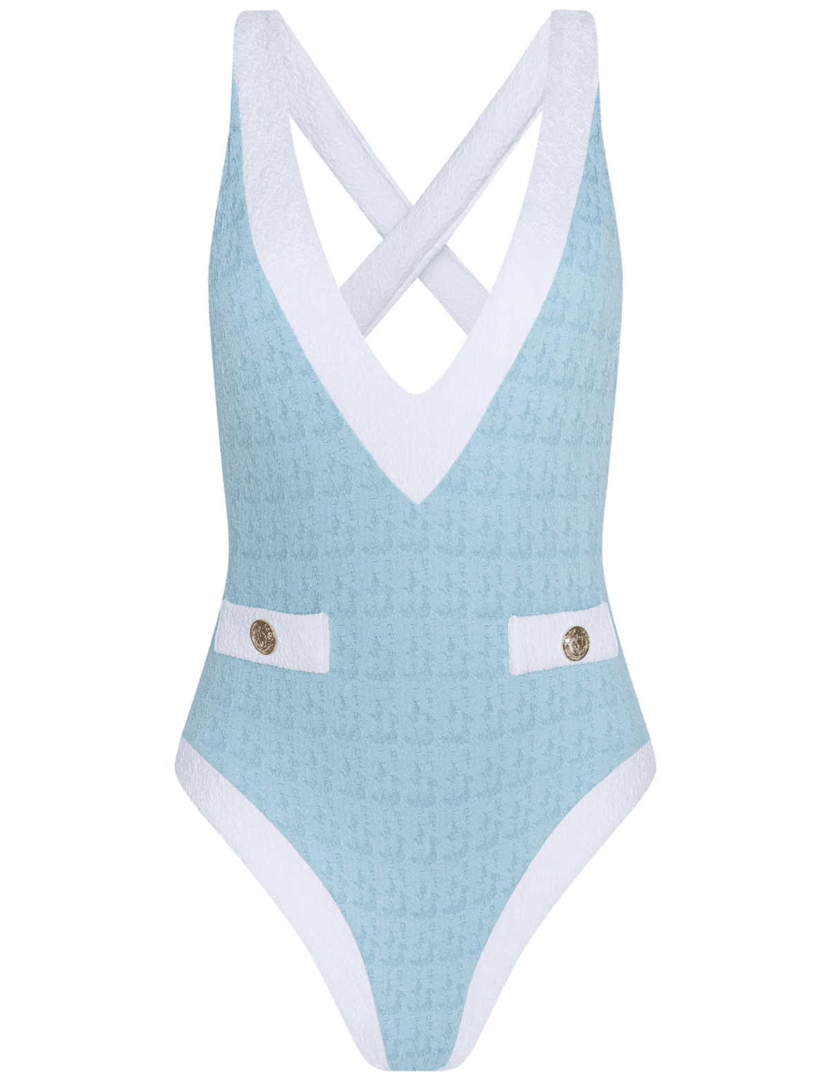 PRE-ORDER-L'AGENCE Lisa Plunge One Piece Swimsuit in Powder Blue