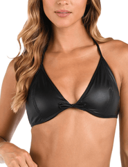 L'Agence Annabelle Faux Leather Triangle Bikini Top