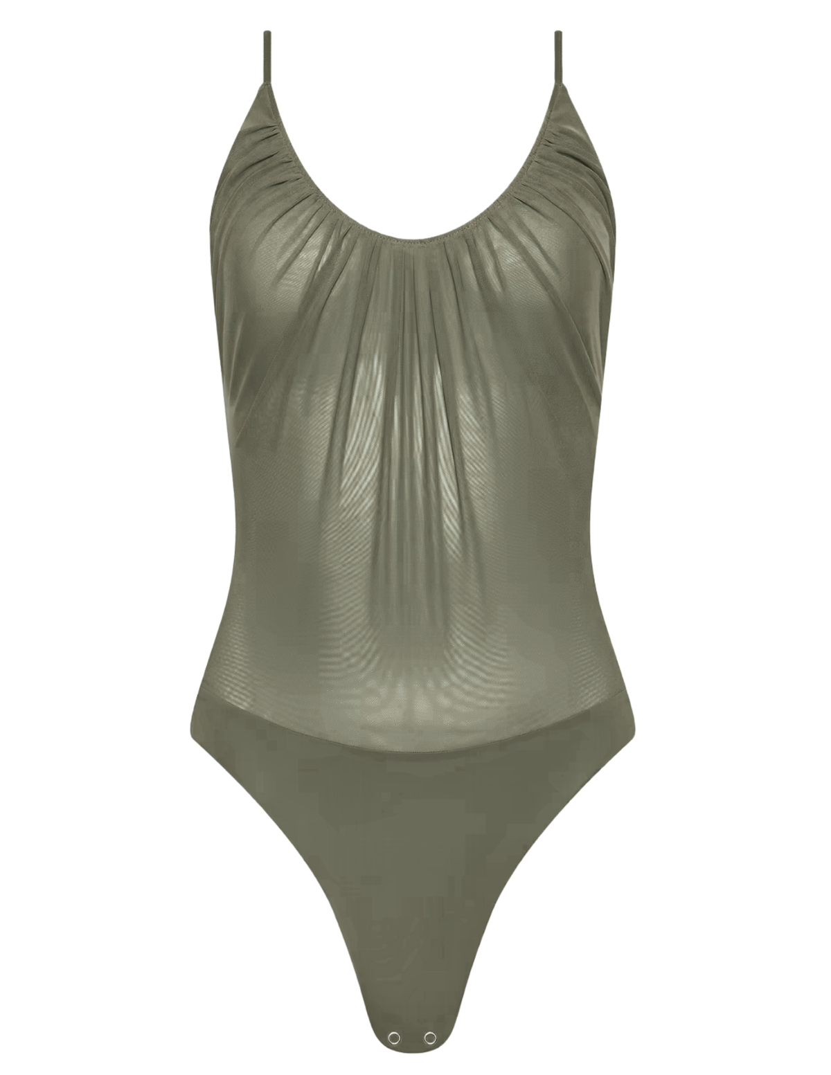 PRE-ORDER-L'AGENCE Gelina Ruched Scoop-Neck Bodysuit in Smokey Olive