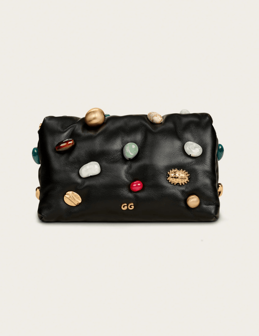 Cult Gaia Amalia Leather Embellished Clutch