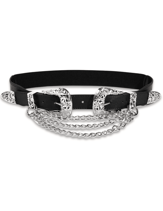 Austin Blaze Double Buckle Chain Stretch Belt