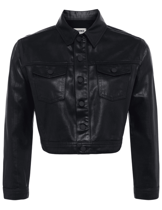 L'Agence Koda Cropped Coated Denim Jacket