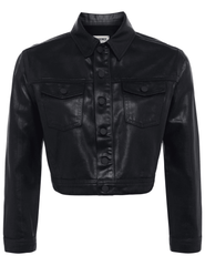 L'Agence Koda Cropped Coated Denim Jacket
