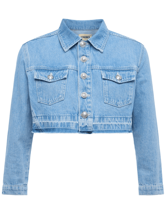 L'Agence Genevie Cropped Denim Jacket