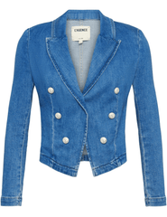 CORE-L'Agence Wayne Cropped Double Breasted Denim Blazer