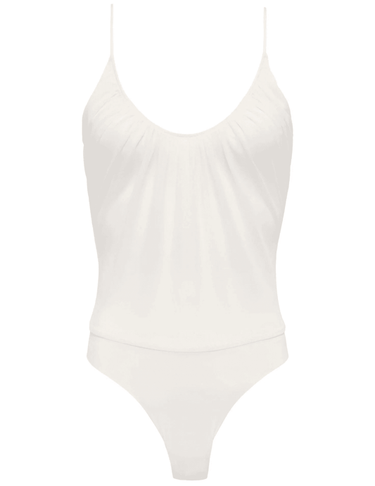 L'AGENCE Gelina Ruched Scoop-Neck Bodysuit