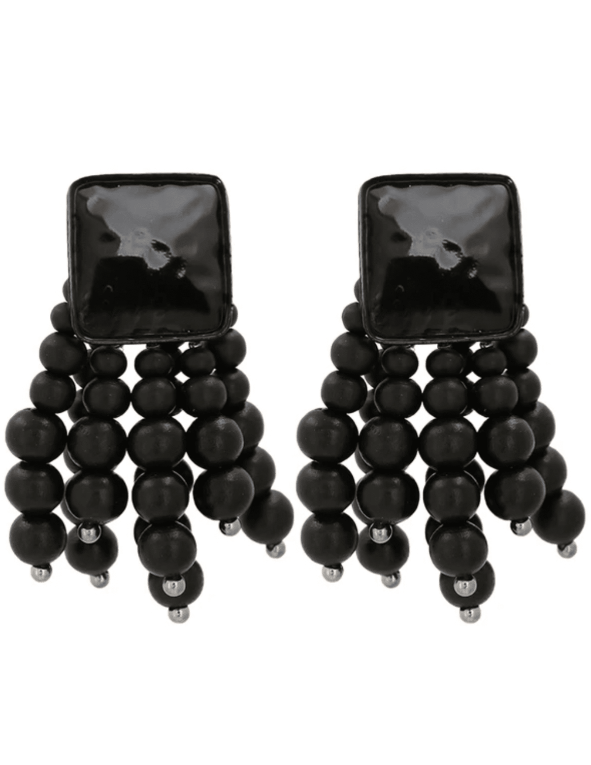 Steven Dann Hammered Metal Beaded Tassel Earrings