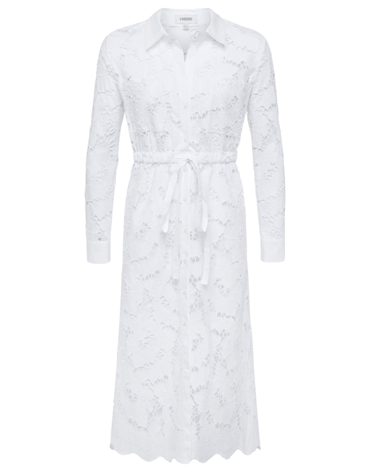 PRE-ORDER-L'Agence Emilio Eyelet Midi Shirt Dress